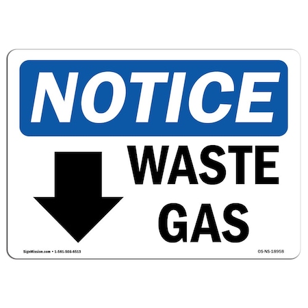 Signmission OSHA Notice Sign, 12" Height, 18" Width, Rigid Plastic, Waste Gas Sign With Symbol, Landscape OS-NS-P-1218-L-18958